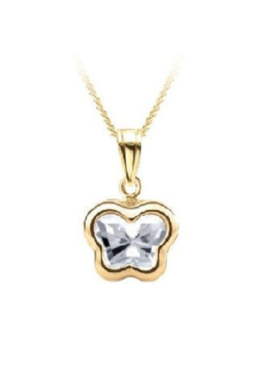 Image sur Pendentif en or jaune 14KT avec pierre du mois d'avril Collection Bfly