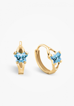 Image de Boucles d'oreilles en or jaune 10KT et pierre du mois de décembre Collection Bfly