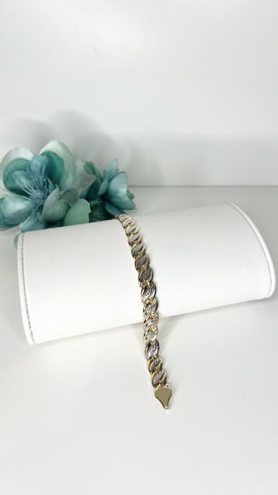 Image sur Bracelet de Fantaisie 7 1/4" en or jaune, blanc et rose