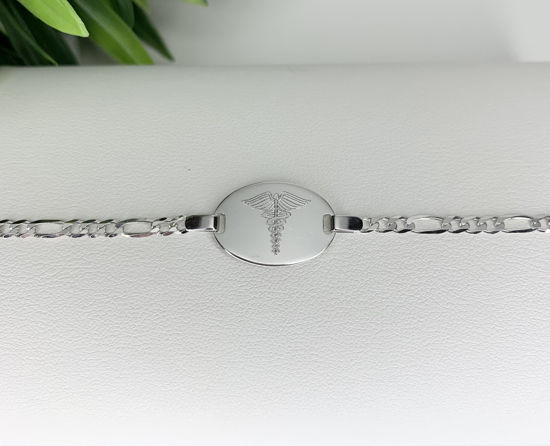 Image sur Bracelet médical Figaro 7 1/4" en or blanc 10KT