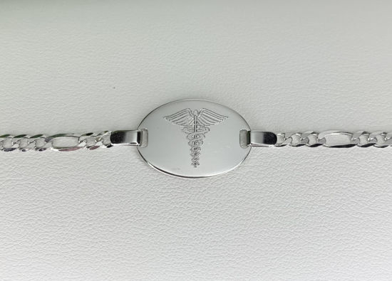 Image sur Bracelet médical Figaro 7 1/4" en or blanc 10KT
