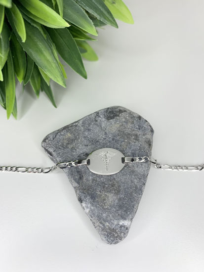 Image sur Bracelet médical Figaro 7 1/4" en or blanc 10KT