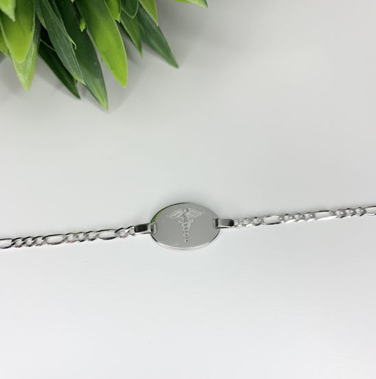 Image sur Bracelet médical Figaro 7 1/4" en or blanc 10KT