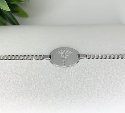 Image de Bracelet médical Gourmette 7 1/2" en or blanc 10KT