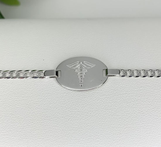 Image sur Bracelet médical Gourmette 7 1/2" en or blanc 10KT