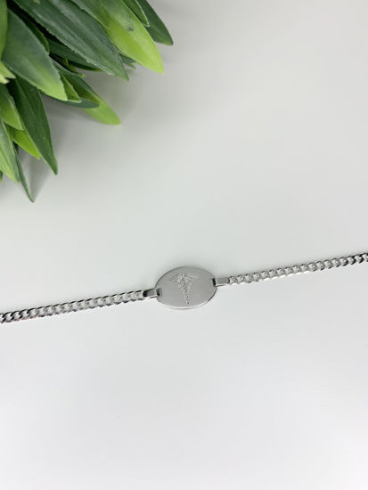 Image sur Bracelet médical Gourmette 7 1/2" en or blanc 10KT