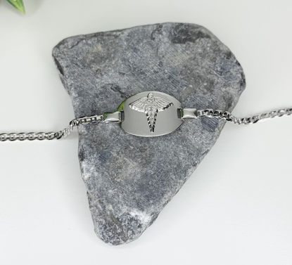 Image de Bracelet médical maille Gucci 7" en or blanc 10KT