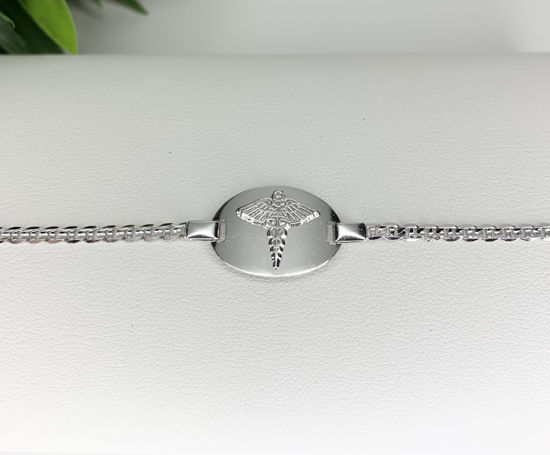 Image sur Bracelet médical maille Gucci 7" en or blanc 10KT