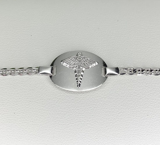 Image sur Bracelet médical maille Gucci 7" en or blanc 10KT