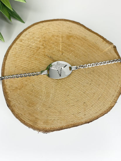 Image sur Bracelet médical maille Gucci 7" en or blanc 10KT