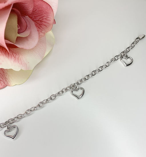 Image sur Bracelet cœurs 7'' en argent 925