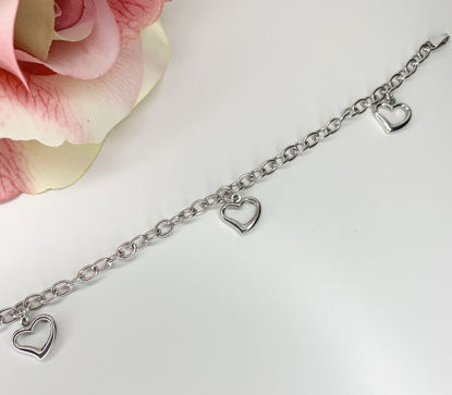 Image de Bracelet cœurs 7'' en argent 925