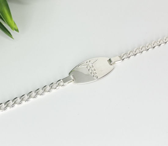 Image sur Bracelet médical Gourmette 8 1/4" en argent 925