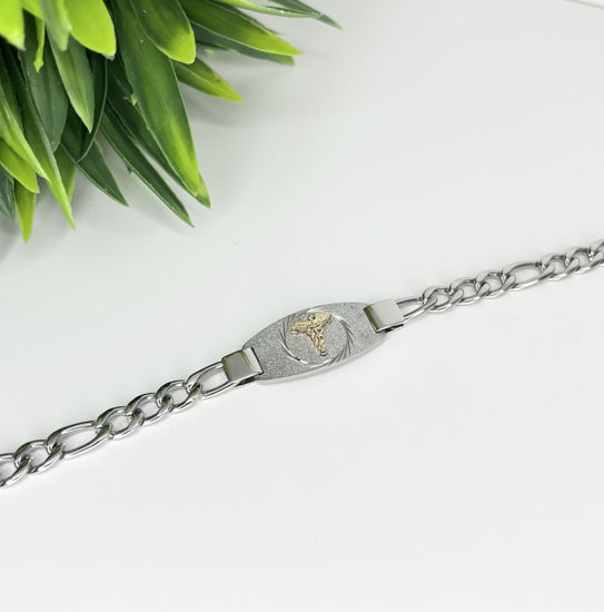 Image sur Bracelet médical Figaro 7" à 7 3/4'' en acier inoxydable - SMAB27