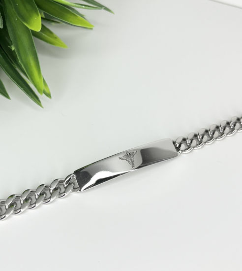 Image sur Bracelet médical Gourmette 8 1/2" en acier inoxydable - T1XC790185