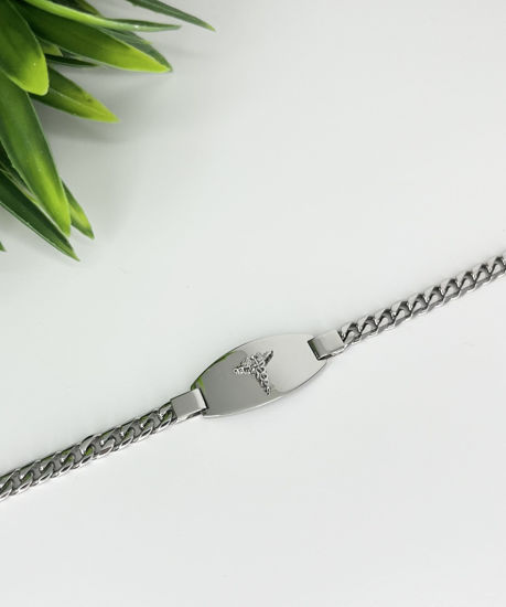 Image sur Bracelet médical Gourmette 8 1/4" à 9'' en acier inoxydable - SMAB33