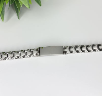 Image de Bracelet semi-rigide avec plaque en acier inoxydable 7 1/4" - BID508