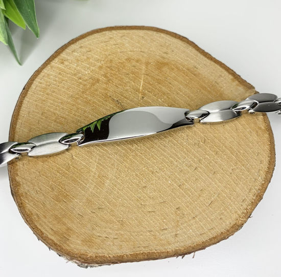 Image sur Bracelet semi-rigide avec plaque en acier inoxydable 7 1/4" - BID547