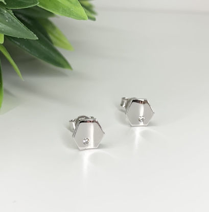Image de Boucles d'oreilles en or blanc 10KT avec zircon cubique