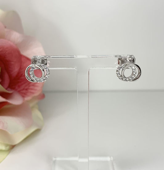Image sur Boucles d'oreilles en or blanc 10KT avec zircons cubiques