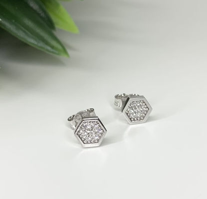 Image de Boucles d'oreilles en or blanc 10KT avec zircons cubiques