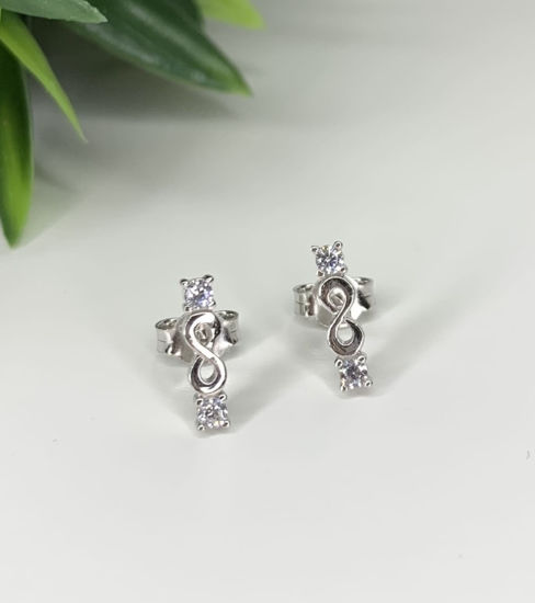 Image sur Boucles d'oreilles en or blanc 10KT avec zircons cubiques