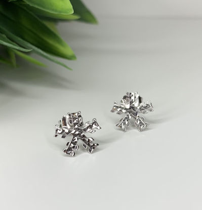 Image de Boucles d'oreilles en or blanc flocon de neige