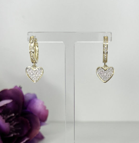 Image sur Boucles d'oreilles en or jaune avec cœurs