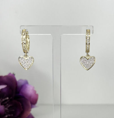 Image de Boucles d'oreilles en or jaune avec cœurs