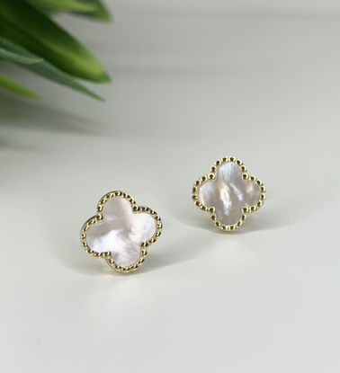 Image de Boucles d'oreilles en or jaune avec nacre de perle