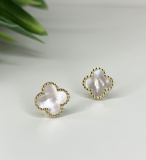 Image sur Boucles d'oreilles en or jaune avec nacre de perle
