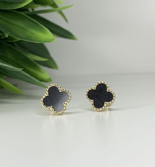 Image sur Boucles d'oreilles en or jaune avec onyx