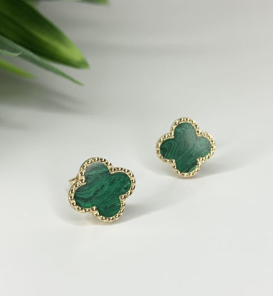 Image de Boucles d'oreilles en or jaune avec malachite