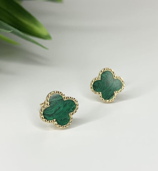 Image sur Boucles d'oreilles en or jaune avec malachite