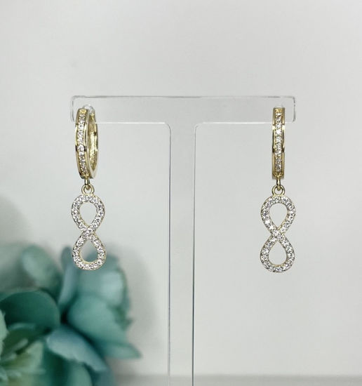 Image sur Boucles d'oreilles en or jaune avec signe infini