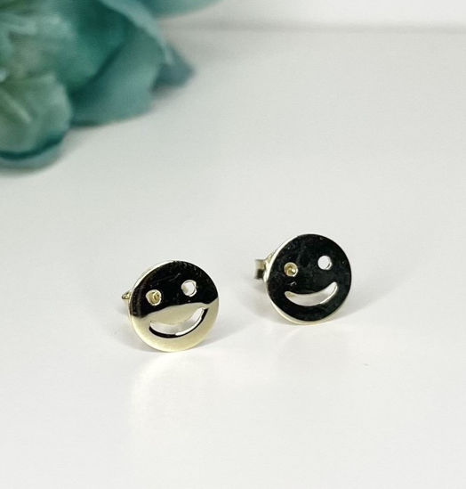 Image sur Boucles d'oreilles en or jaune bonhomme sourire