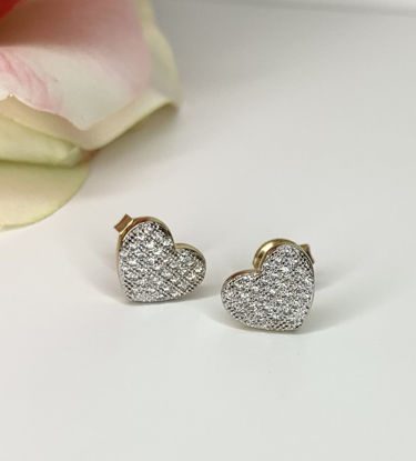 Image de Boucles d'oreilles en or jaune cœurs avec zircons cubiques