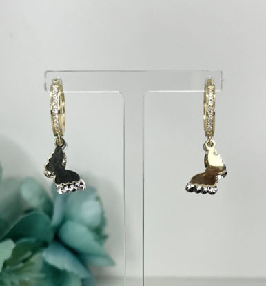 Image de Boucles d'oreilles en or jaune et blanc avec papillons