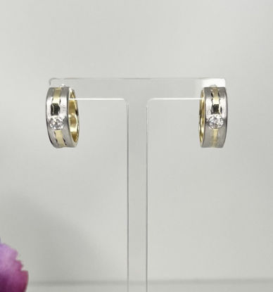 Image de Boucles d'oreilles en or jaune et blanc avec zircon cubique