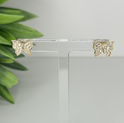 Image de Boucles d'oreilles en or jaune papillons avec zircons cubiques