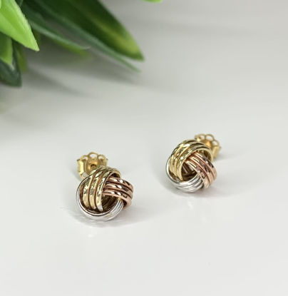 Image de Boucles d'oreilles en or jaune, blanc et rose