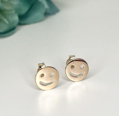 Image de Boucles d'oreilles en or rose bonhomme sourire