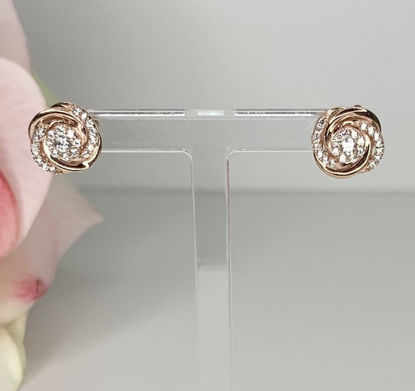 Image de Boucles d'oreilles en or rose avec zircons cubiques