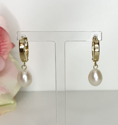 Image de Boucles d'oreilles perles d'eau douce et or jaune