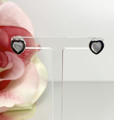 Image de Boucles d'oreilles en argent 925 cœurs en nacre de perle
