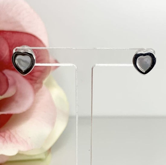 Image sur Boucles d'oreilles en argent 925 cœurs en nacre de perle