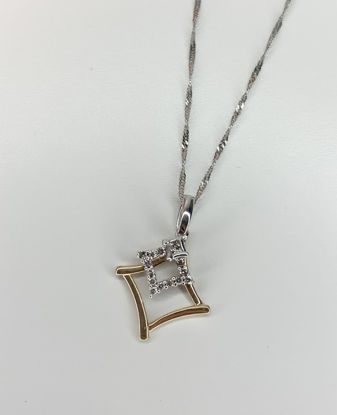 Image de Collier en or blanc et jaune 10KT avec diamants