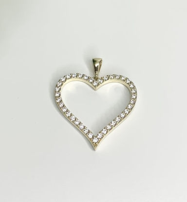 Image de Pendentif cœur en or jaune avec zircons cubiques