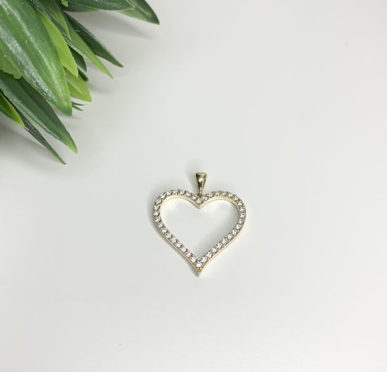 Image sur Pendentif cœur en or jaune avec zircons cubiques