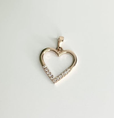 Image de Pendentif cœur en or rose avec zircons cubiques